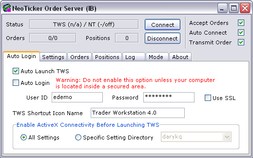 NT Order Server For IB Window